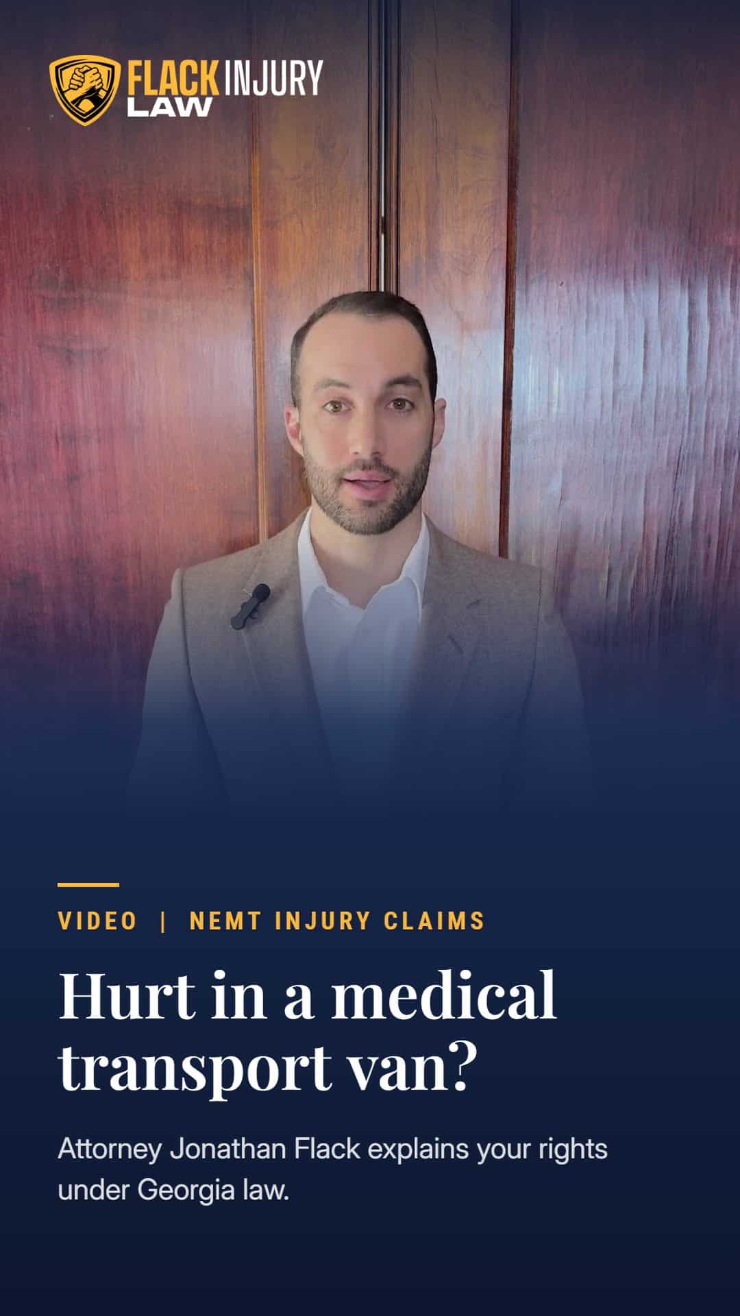 Attorney Jonathan Flack explains your rights after a medical transport van crash in Georgia